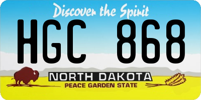 ND license plate HGC868