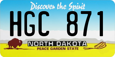 ND license plate HGC871