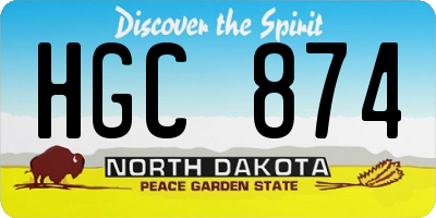 ND license plate HGC874