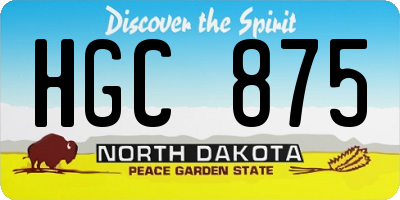 ND license plate HGC875