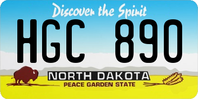 ND license plate HGC890