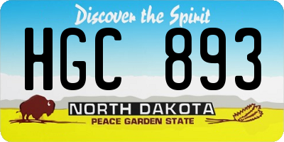 ND license plate HGC893