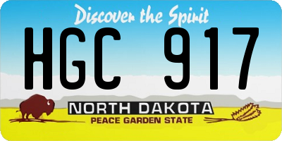 ND license plate HGC917