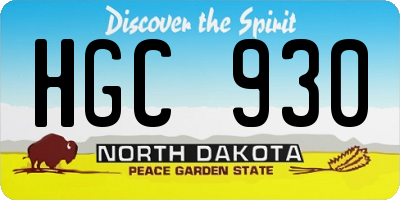 ND license plate HGC930