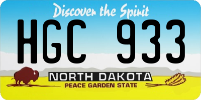 ND license plate HGC933
