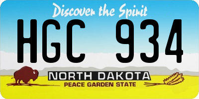 ND license plate HGC934
