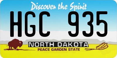 ND license plate HGC935