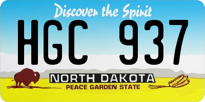 ND license plate HGC937
