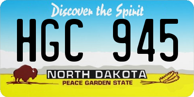 ND license plate HGC945