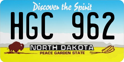 ND license plate HGC962