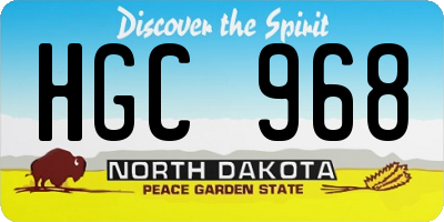 ND license plate HGC968