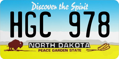 ND license plate HGC978