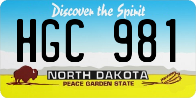ND license plate HGC981