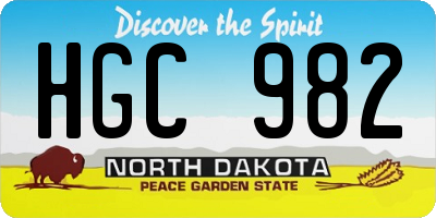 ND license plate HGC982