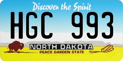 ND license plate HGC993
