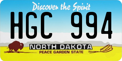 ND license plate HGC994