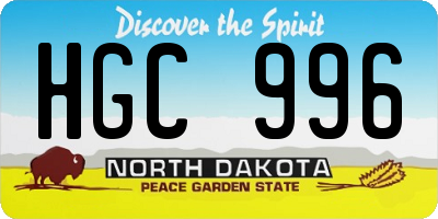 ND license plate HGC996
