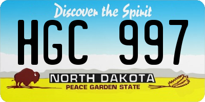 ND license plate HGC997