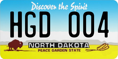 ND license plate HGD004