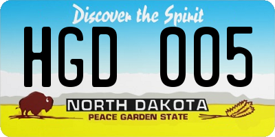 ND license plate HGD005