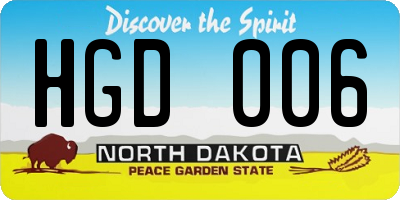 ND license plate HGD006