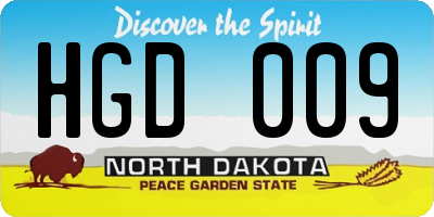 ND license plate HGD009
