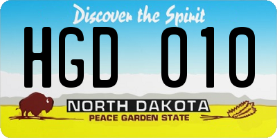 ND license plate HGD010