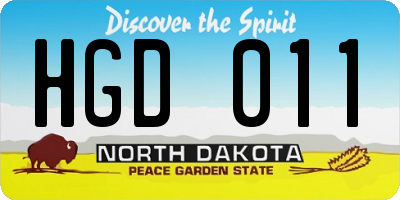 ND license plate HGD011
