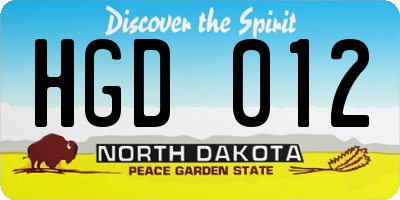 ND license plate HGD012