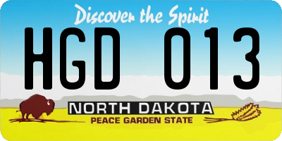 ND license plate HGD013
