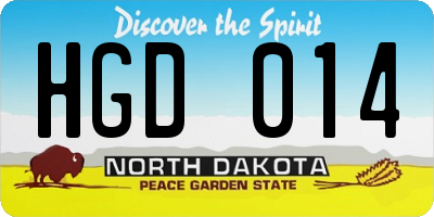 ND license plate HGD014