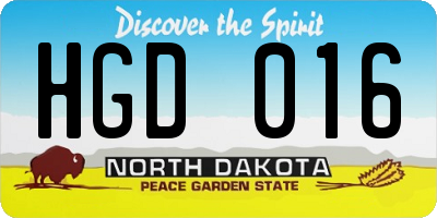 ND license plate HGD016