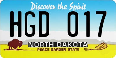 ND license plate HGD017