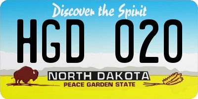 ND license plate HGD020