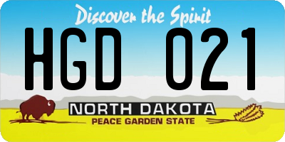 ND license plate HGD021