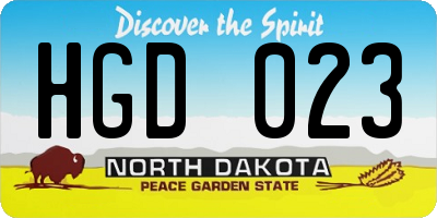 ND license plate HGD023