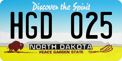 ND license plate HGD025