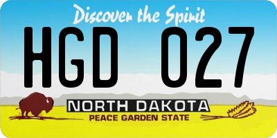 ND license plate HGD027