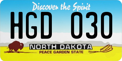 ND license plate HGD030