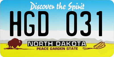 ND license plate HGD031