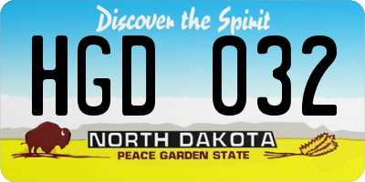 ND license plate HGD032