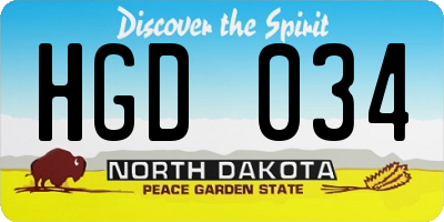 ND license plate HGD034