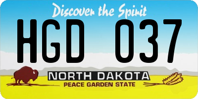 ND license plate HGD037