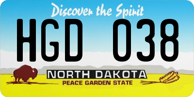 ND license plate HGD038