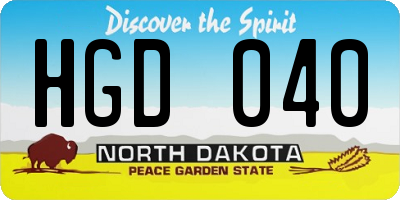 ND license plate HGD040