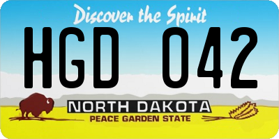 ND license plate HGD042