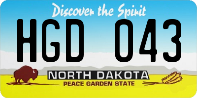 ND license plate HGD043