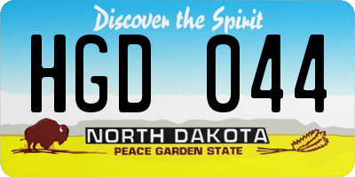 ND license plate HGD044