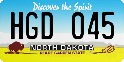 ND license plate HGD045