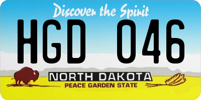 ND license plate HGD046